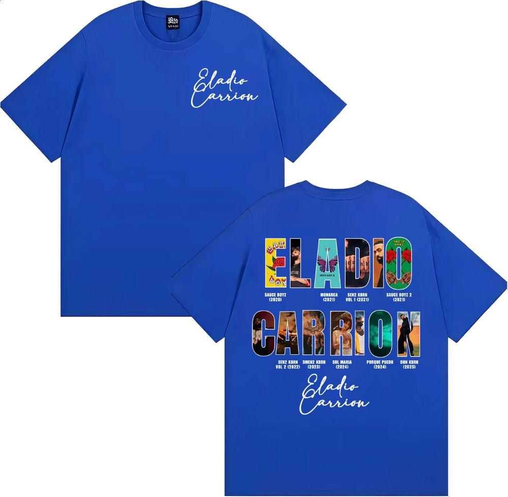 Rapper Eladio Carrion Album Cover 2025 Tour T Shirt Men Women Vintage 90s Hip Hop Street Tshirts Casual Loose Oversized Tshirt