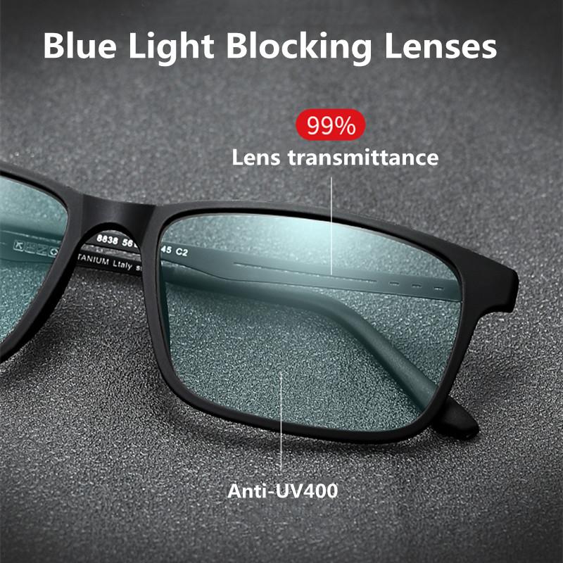 Ultra-Light Pure Titanium Blue Light Blocking Reading Glasses Men Photochromic Large Frame Eyeglasses for Outdoor Business