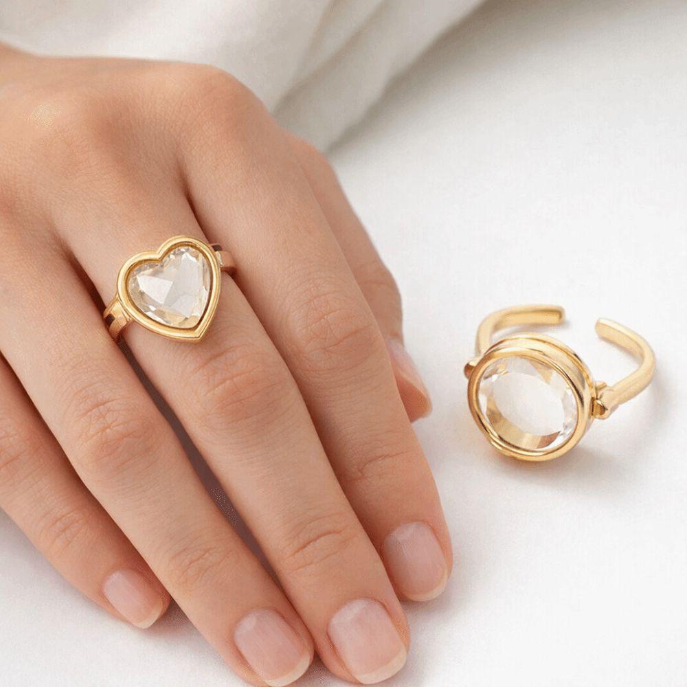 Hollow Circular Box Ring DIY Design Transparent Box Ring Cute Heart-shaped Box Ring Accessories