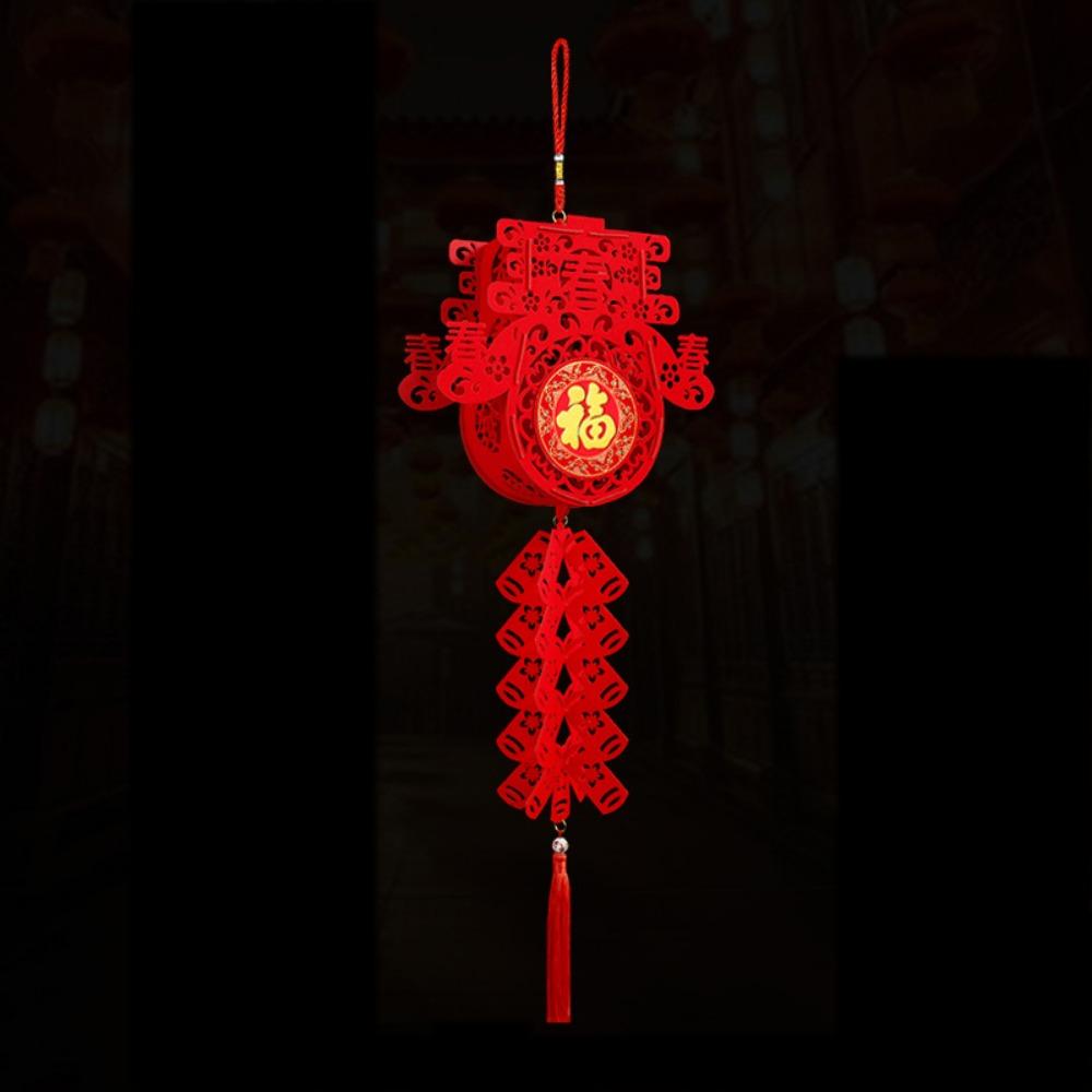 DIY Felt Red Lantern 3D FU Character Lantern Decorative Spring Festival Lantern  New Year