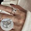Korean Retro Geometric 925 Silver Plated Open Ring for Women