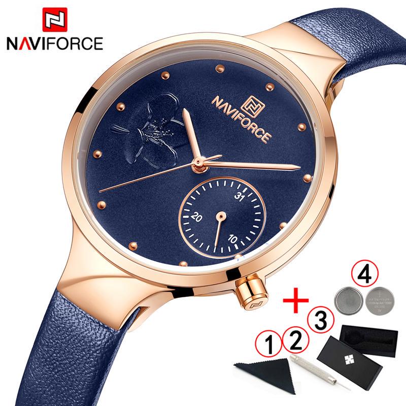 

NAVIFORCE Платье женщин часы Топ Бренд Роскошная мода женский кварц Wrist Часы Дамы Кожа Водонепроницаемый Шармы Часы