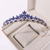 DIEZI Elegant Green Blue Leaves Rhinestone Tiara Crown For Women Party Wedding Bridal Bride Crystal Tiara Crown Hair Jewelry