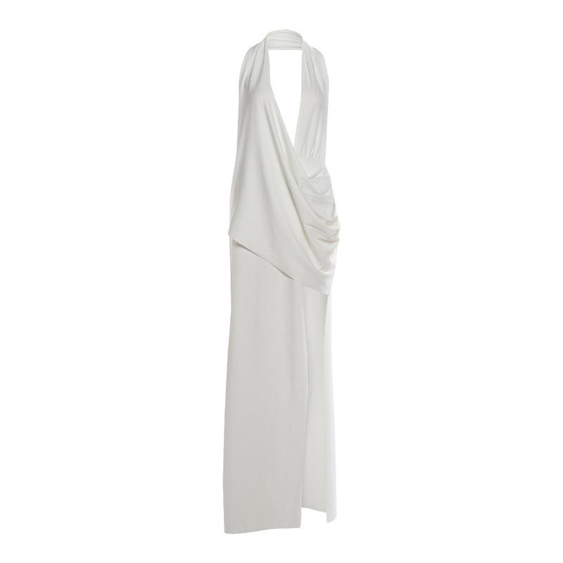 European and American style 2026 autumn new fashion temperament deep V sexy neck backless irregular dress S