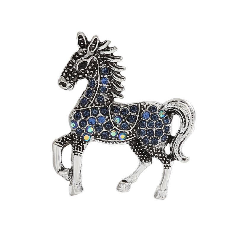 Classic Rhinestone Horse Brooches For Women Zodiac Animal Lapel Pins Casual Party Accessories New Year Gifts Friends