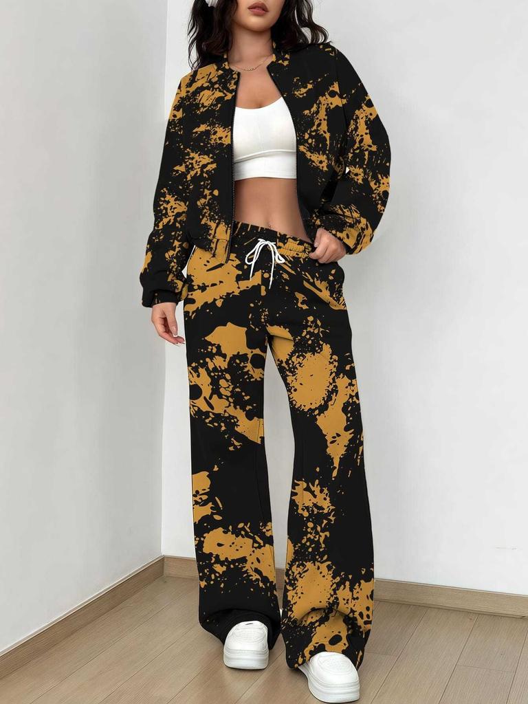 Retro Flower Explosion Autumn and Winter New European and American Women's Clothing Small Daisy Printing Suit Women