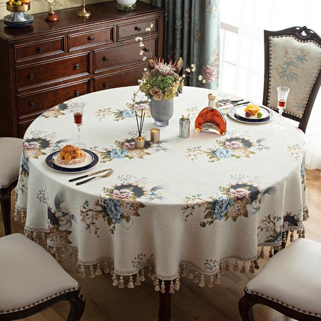 

Стильная жаккардовая цветочная круглая скатерть для обеденного стола, большой маленький журнальный столик, кисточка, вечеринка, украшение для дома Turntable-70cm