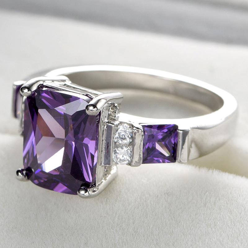 Fashion Women Ring with Zircon Gemstone 925 Silver Jewelry Accessories for Wedding Engagement Party Gift Size 6-10