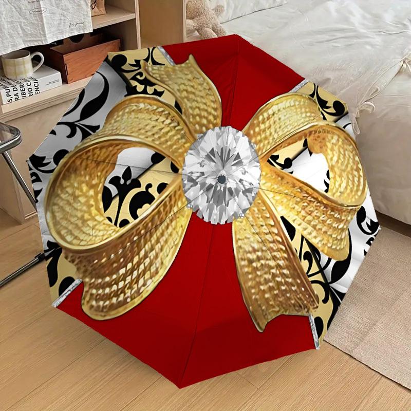 

1pc Diamond Bow Automatic Folding Umbrella, 8 Ribs Iron Frame, Suitable for Outdoor Travel and Daily Use yy251120194