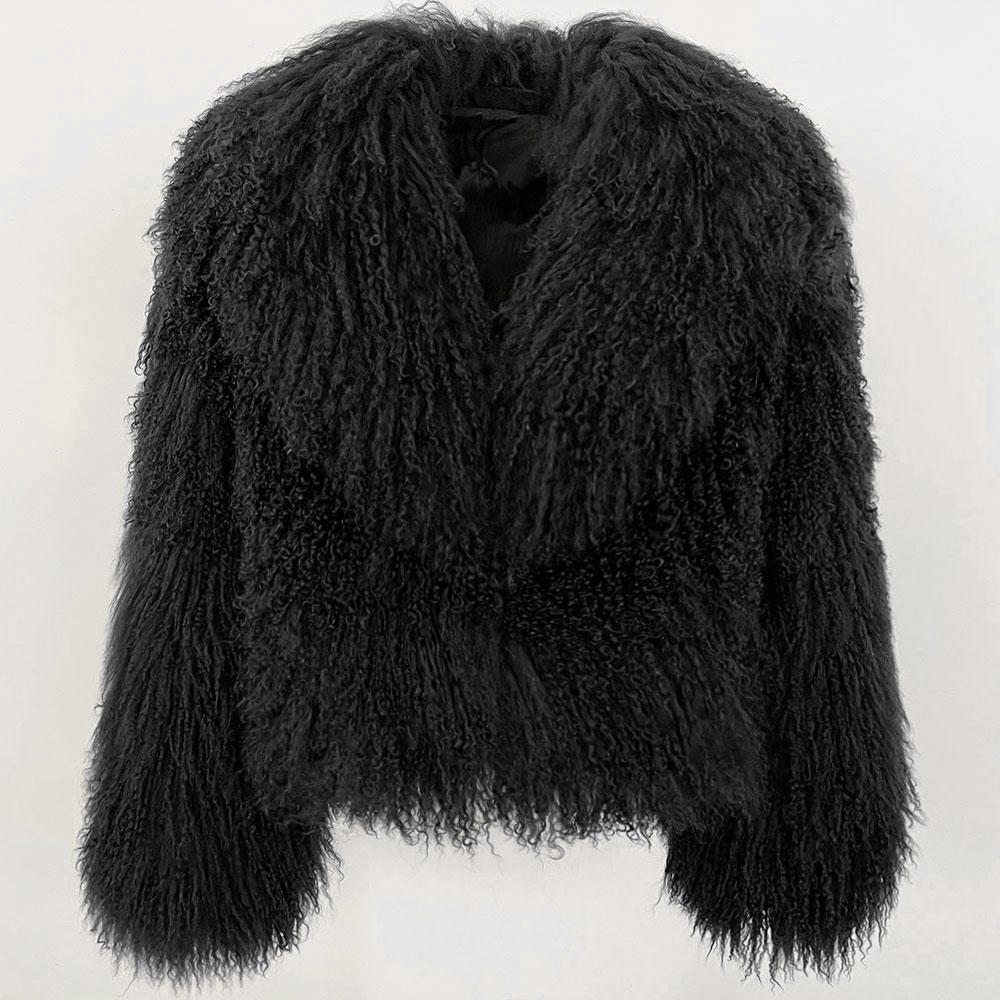 OFTBUY Real Mongolia Sheep Fur Coat Winter Jacket Women Natural Thick Warm Outerwear Streetwear Turn Down Collar New Fashion