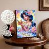 Disney Jasmine Series Pearl Effect Frameless Art | Magic Lamp Wish & Colorful Floral Design | Luxe Wall Decor for Contemporary Space & Gallery
