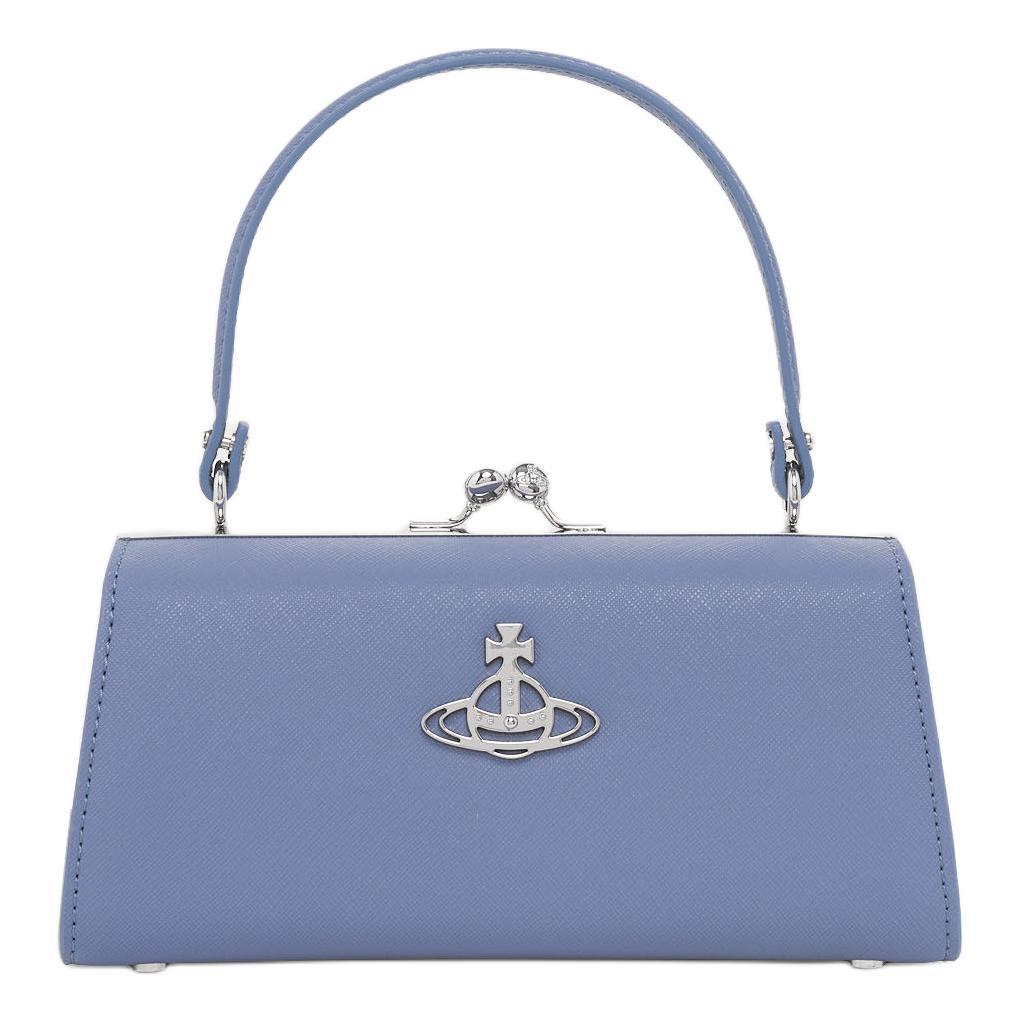 

Vivienne Westwood Queen Doll XL Saturn Logo Lock Closure Polyurethane Wallet Handbag Oversized Women handbag Blue 4B01000RWS0021BLUE Basic Set (Bag+Dust Bag)