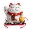 Figur Maneki Neko - LA CHINEUSE - Japanische Katze 'Besonderes Glück' - Porzellan - Mehrfarbig - Münzmuster