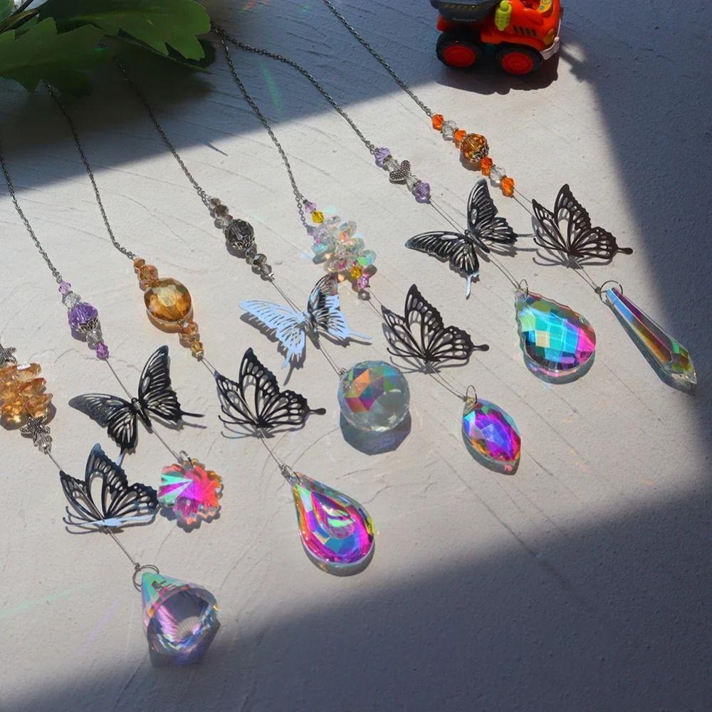 7Pcs Rotating Animal Butterfly Prism Ball Pendant Coloured Light Collection Pendant  Scenic Spot