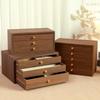 Exquisite Multilayer Walnut Jewelry Box with Dustproof Design and Large Capacity