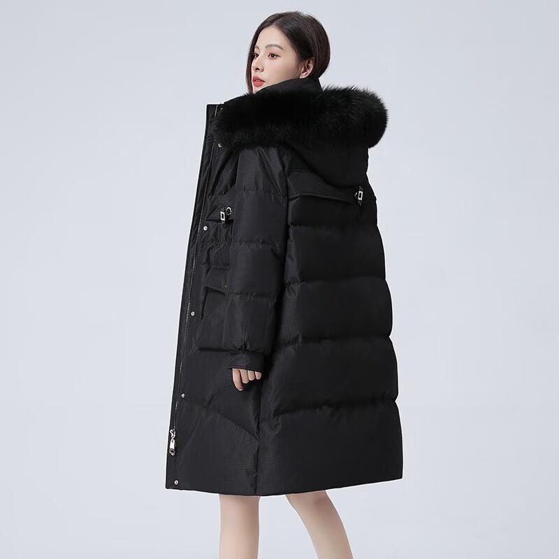 YAYA Women's Winter Faux Fur Hooded Down Jacket