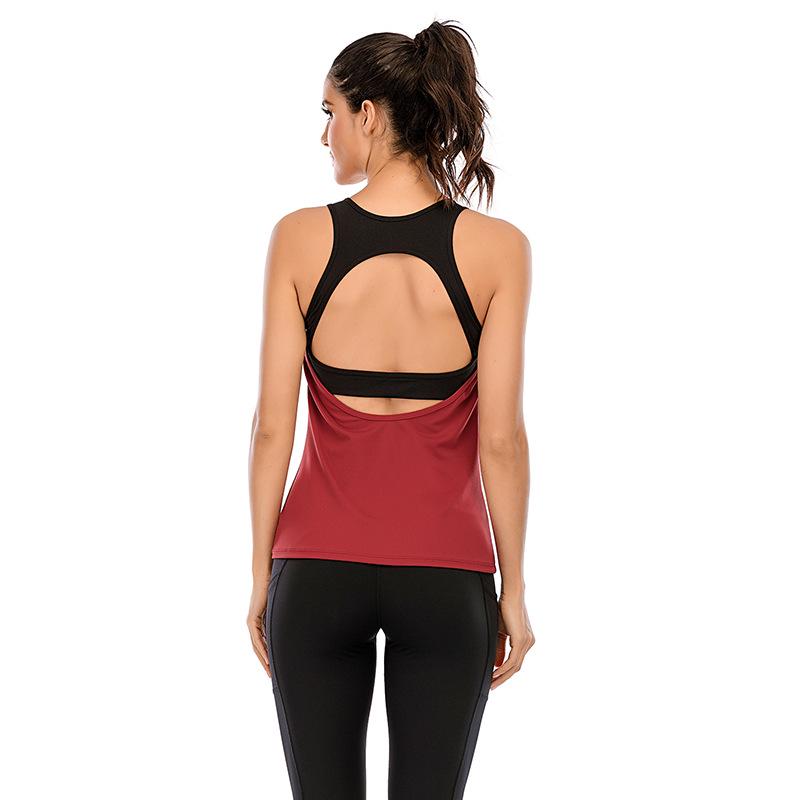 2024 Spring/Summer Slimming Faux Two-Piece Yoga Tank Top with Skin-Friendly Fabric and Stylish Hollow Back