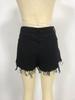 High-Waisted Ripped Fringed Denim Shorts for Women