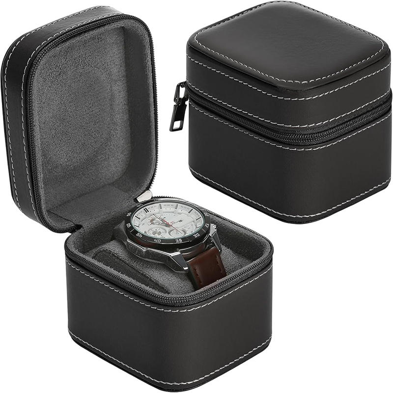 1/2Pcs Single Watch Case PU Leather Watch Travel Case With Removable Cushion Jewelry Storage Case Organizer Portable Watch Box
