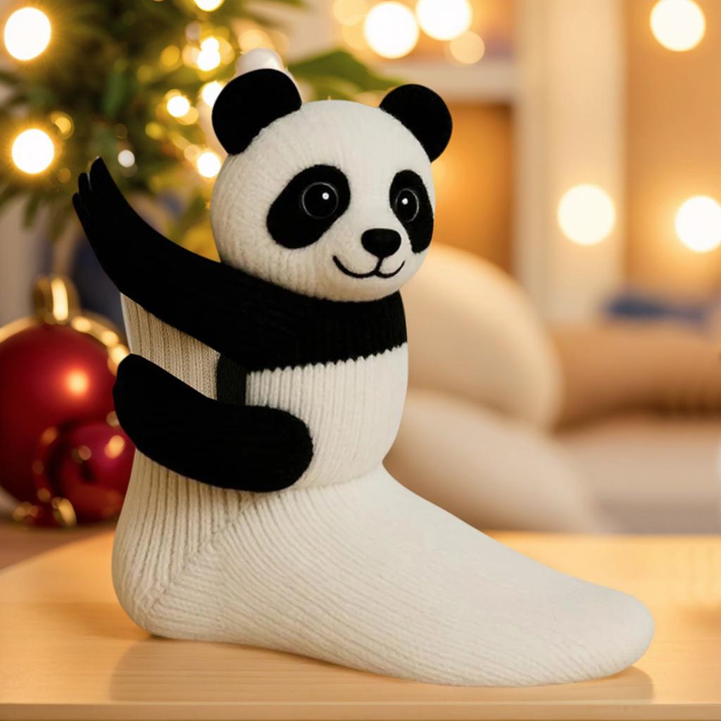 1 Pair Knit Animal Socks Funny Cartoon Animal Cotton Socks Fashion Sleeping Socks for Christmas Holiday Home Gifts