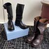 New leather French versatile retro round head flat-bottomed knight boots women's versatile comfortable casual boots