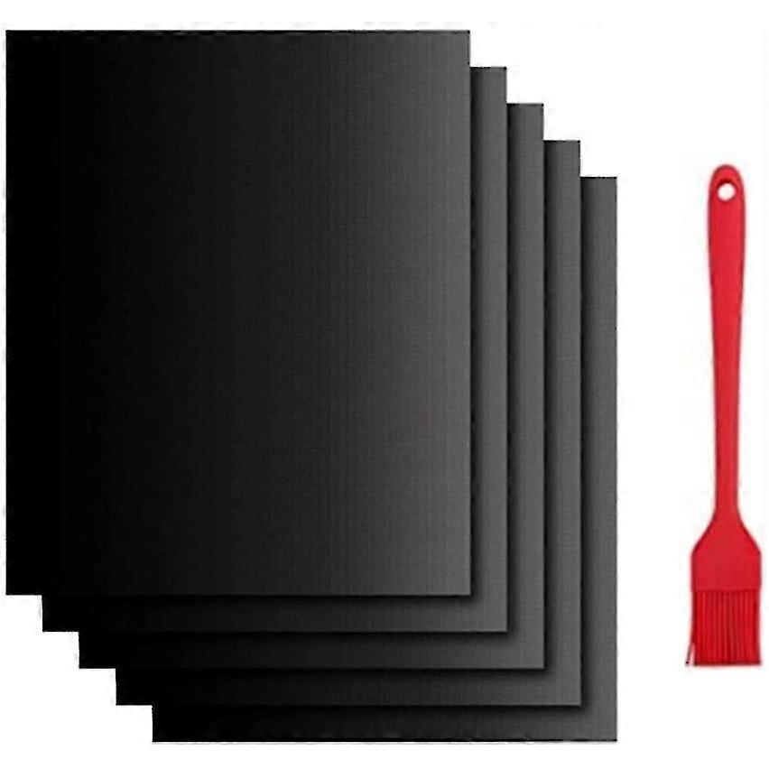 Grill Mat 50x40cm Set Of 6, Bbq Grill Mat, Teflon Oven Mat Fiberglass Mats Barbecue Mat Non-stick Bbq Mat