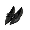 Silver Mary Jane shoes light mouth lace-up bow spring 2025 new soft flat French evening single shoes women's shoes