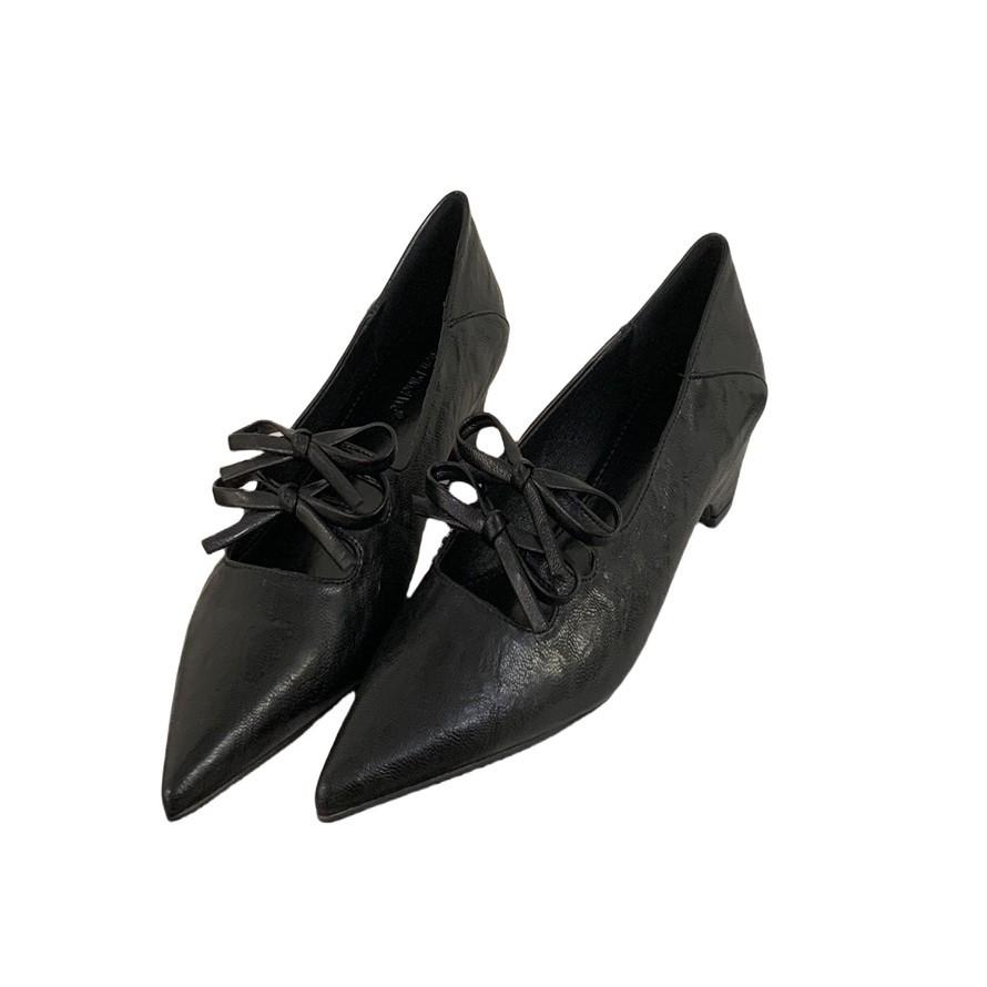 Silver Mary Jane shoes light mouth lace-up bow spring 2025 new soft flat French evening single shoes women's shoes