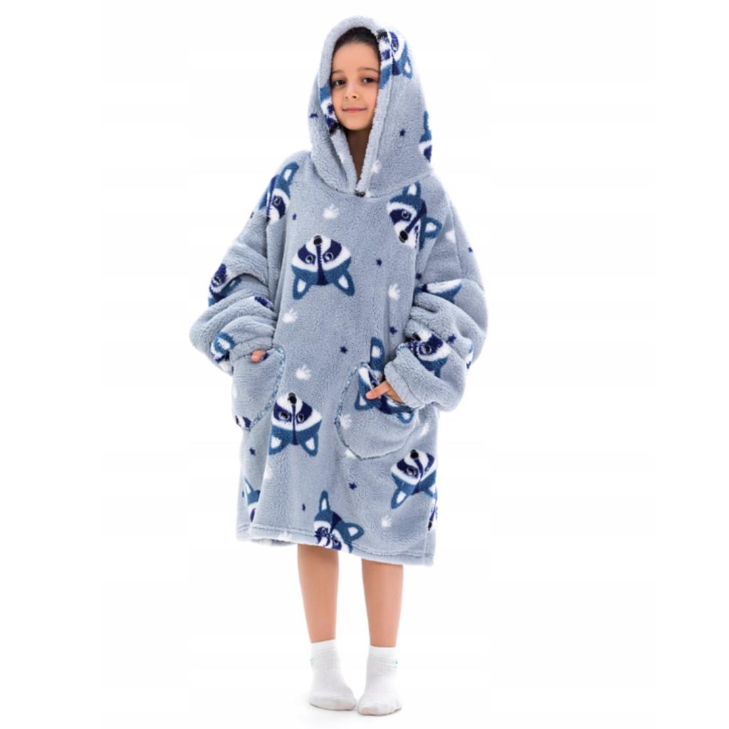 Blanket Sweatshirt Oversize Children's Blanket Sweatshirt 2In1 Raccoon Nativity Scene Pajamas Blanket
