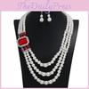 Bridal Wedding Necklace With Multi Layer Pearl And Rhinestone Alloy Geometric Design For Elegant Brides