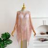 Tassel Sunscreen Cover-up Loose Fit Knit Hollow Out Top Simple Fishnet Swimsuit Cover Up  Vacation