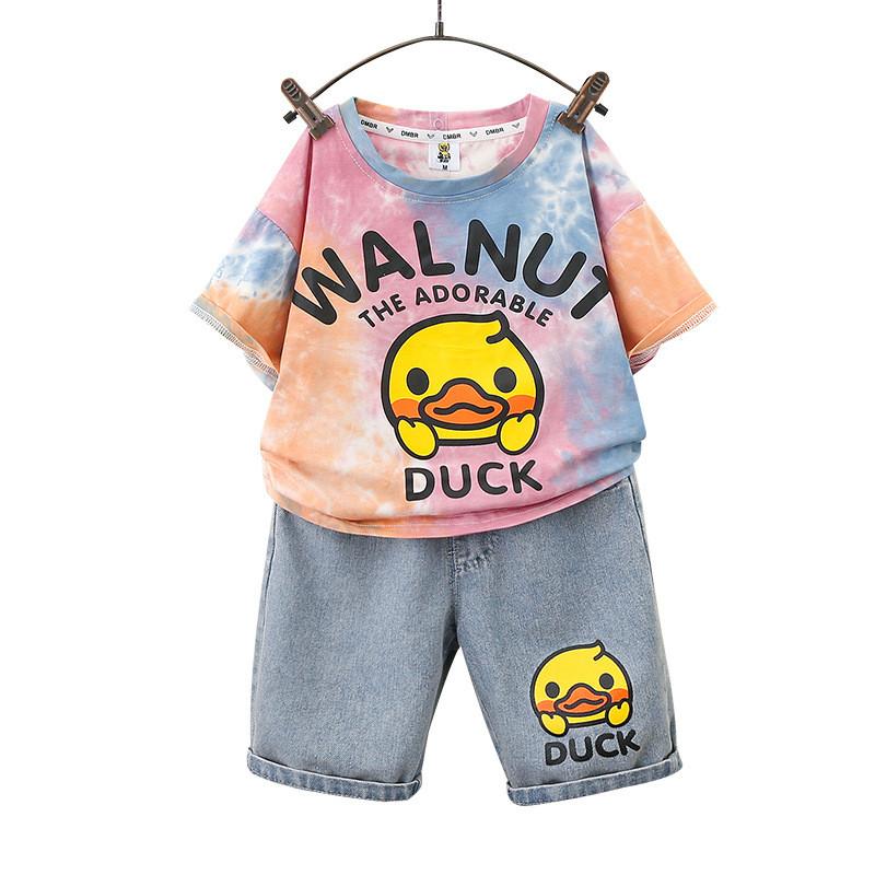Trendy Little Yellow Duck Boys Summer Outfit Set For Stylish Kids Aged 3 To 8