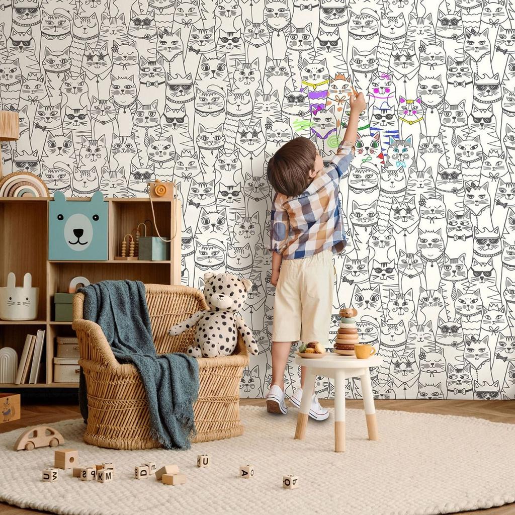 Holden DÃ©cor Colour-Me Cats Textured Wallpaper
