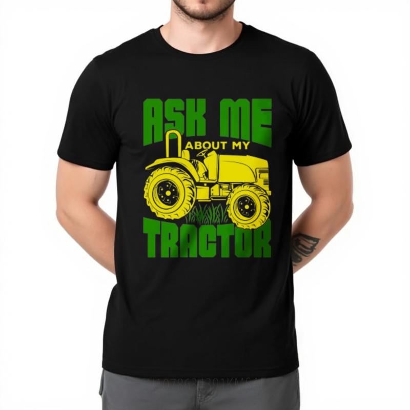 Funny tshirt Street Wear For man Oneck tshirt Ask Me About My Tractor Anime Teenagers Top tees Oversized Tshirt Fashion Tee