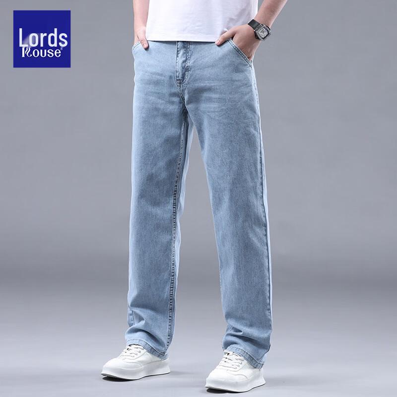 LUOZI Men's Straight-Leg Summer Cotton Jeans