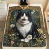 Beautiful Calico Cat,pattern Flannel Blanket, High quality Comfortable for All Seasons, Home Decor, Warmth and Comfort, Perfect for Gifts.