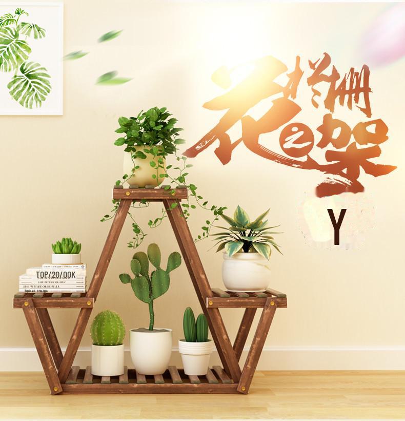 Multi-Layer Wooden Flower Rack for Indoor Balcony or Living Room
