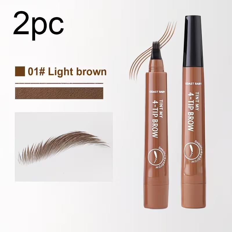 2PCS Waterproof Sweat-resistant Long-lasting & Smudge-proof Four-Tip Liquid Eyebrow Pen Long-wearing & Non-smudging 2PCS