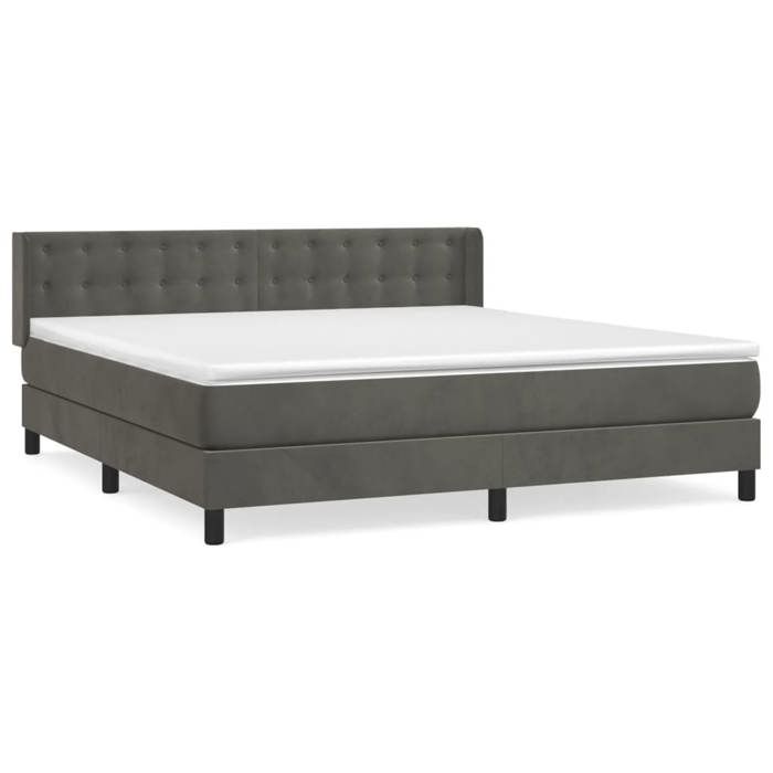 Maison Exclusive - Sommier à lattes de lit et matelas Gris foncé 160x200cm Velours