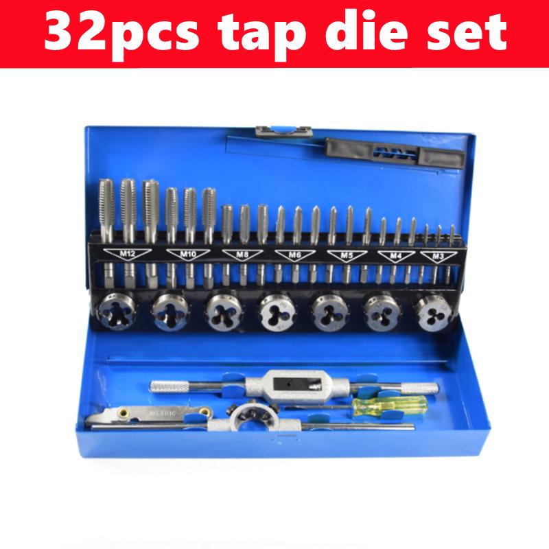6/8/32/40pcs Tap and Die Set M3-M12, a Manual Tool Set for Manual Internal and External Thread Tapping Repair