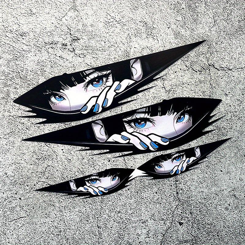 4Pcs 2D Anime Girl Eye Stickers for Cars & Motorcycles