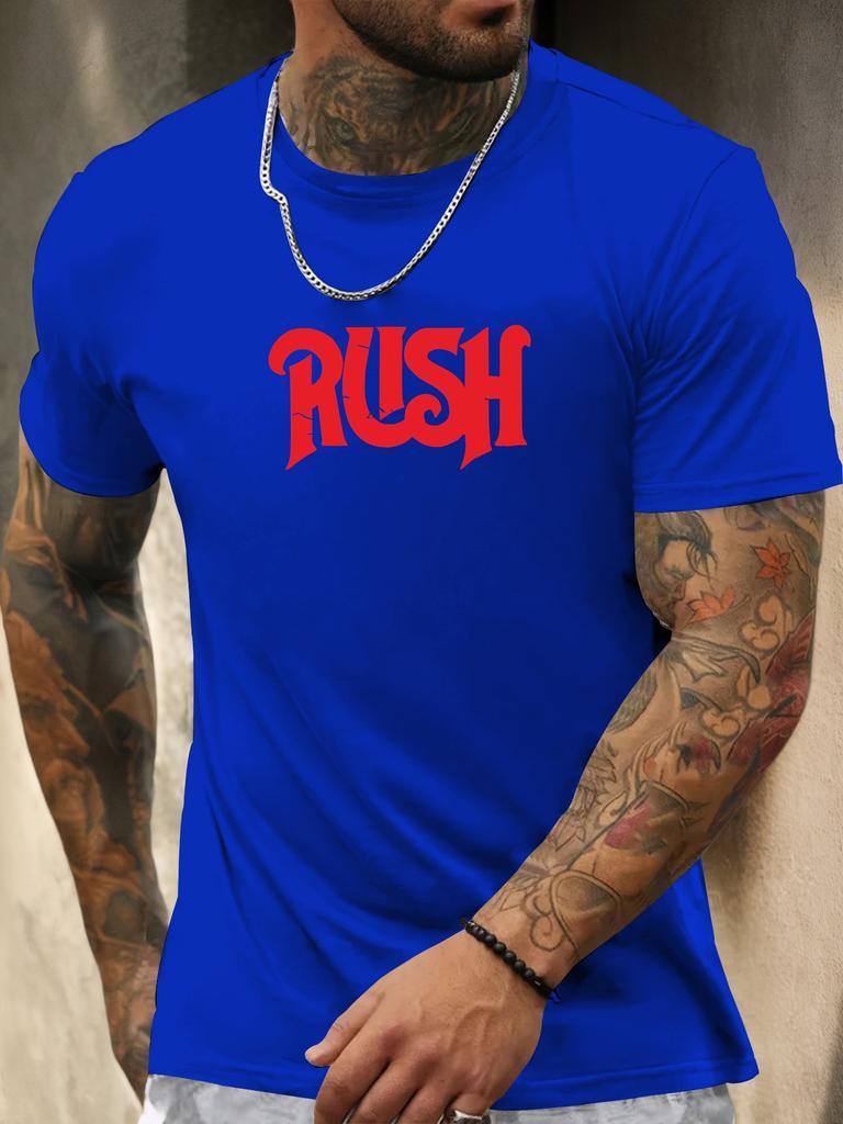 Kurzarm T-Shirt RUSH Herren 100% Baumwolle Muster Gedrucktes Hemd Sommer Rundhals Atmungsaktiv Lässig Mode Cooles T-Shirt