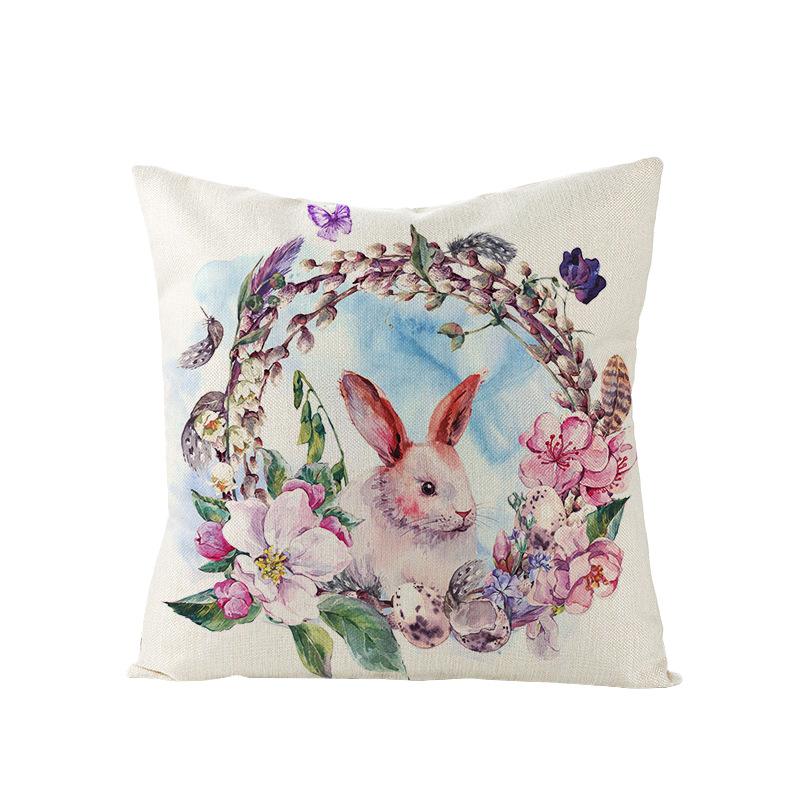 Cartoon Rabbit Easter Egg Easter Pillowcase Linen Household Products Printed Pillowcase Cushion