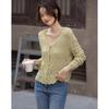 Demana Women's V-Neck Jacquard Knit Cardigan