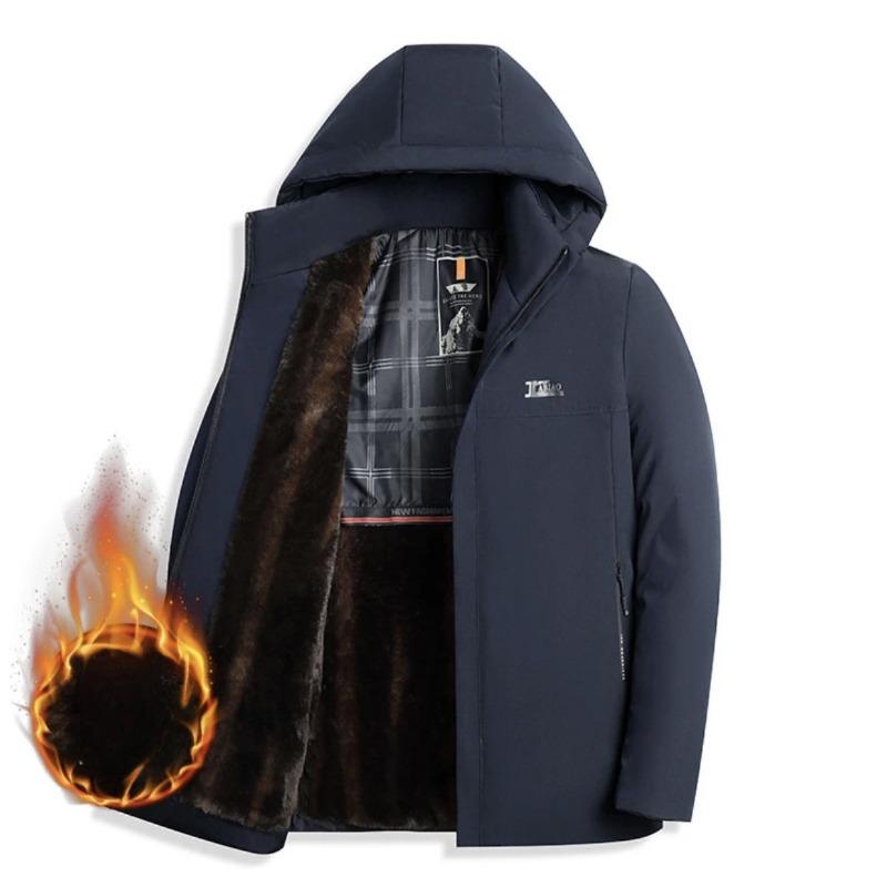 Plus Velvet Thickened Winter Jackets Men's Cotton Coats Removable Hood Down Cotton Jackets Dad's Cotton Coats Middle-aged Men's Parker