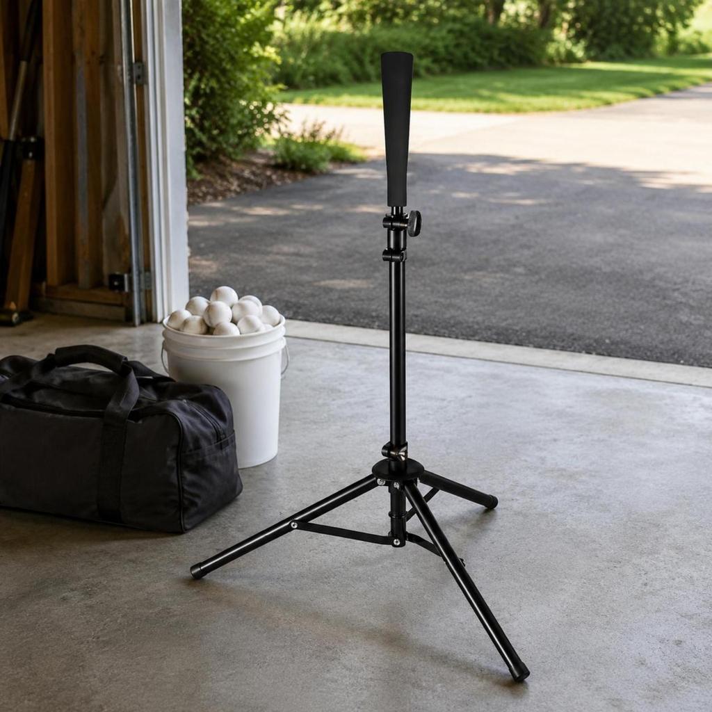 Tripod Batting Tee Foldable Adjustable Baseball Training Stand for