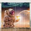 Curtains Starry Sky Astronaut Digital Printed Curtains Blackout Punched Bedroom