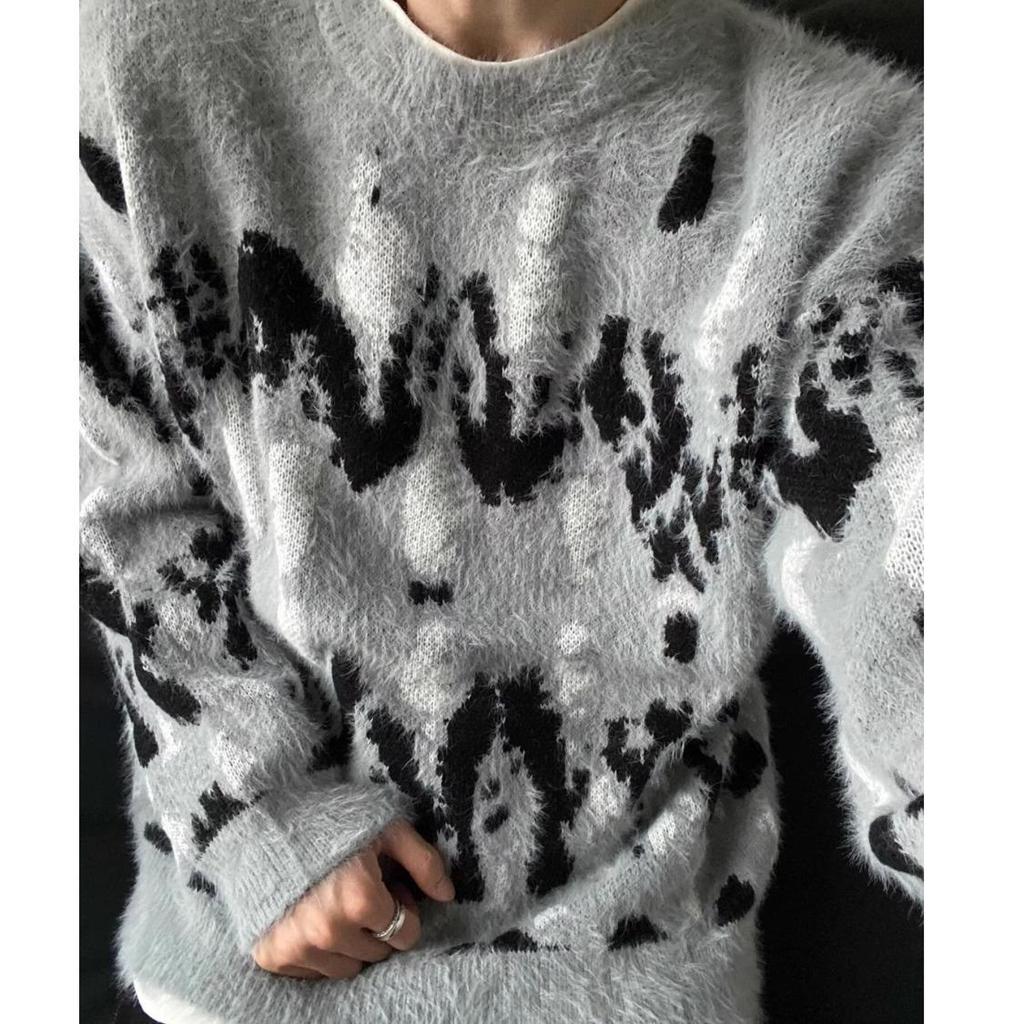 Unisex Retro Colorblock Faux Nerzfell Pullover - Locker, Lässig Rundhals Strickware