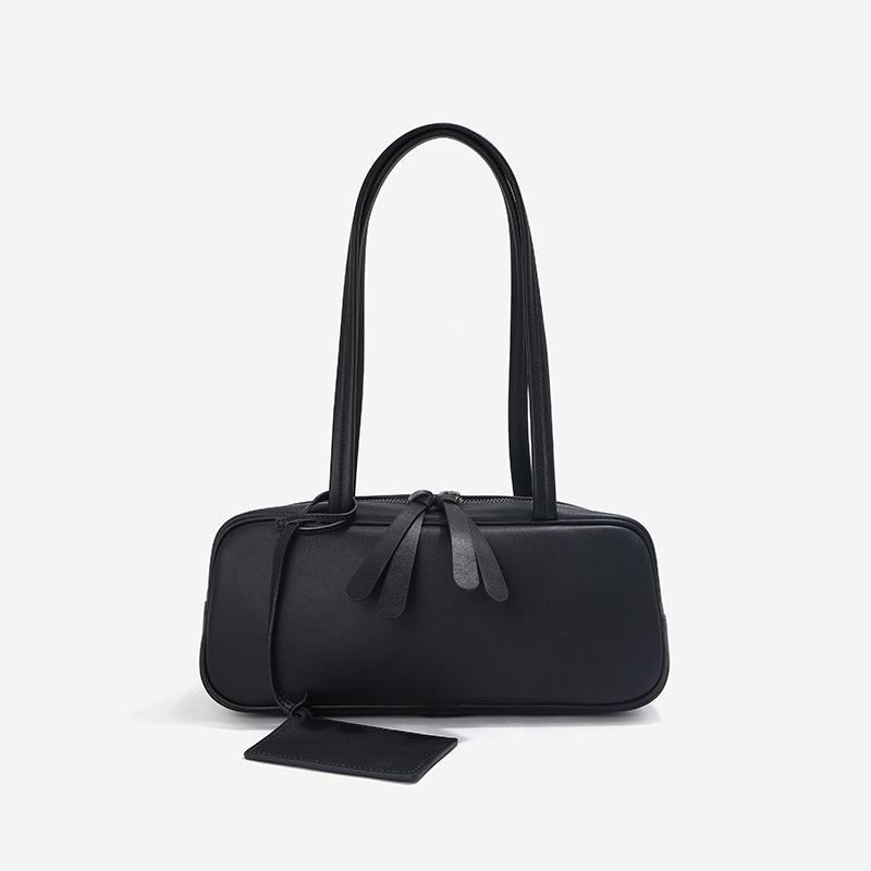 Head Layer Crossbody Cowhide Boston Bag Genuine Leather Women s Bowling Retro Hand-held Pillow And Single Shoulder Armpit 30x9x12cm