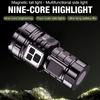 Mini Bright Flashlight Rechargeable Magnetic Clip Small Torch 12 Modes Multi-function Work Light Portable Outdoor Emergency Lamp
